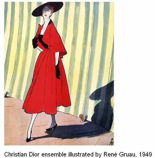 Christian Dior ensemble illustrated by Renè Gruau, 1949