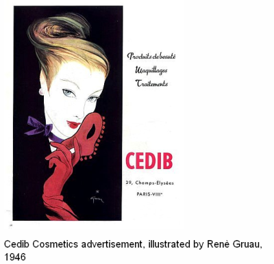 Cedib Cosmetics advertisement, illustrated by Renè Gruau, 1946