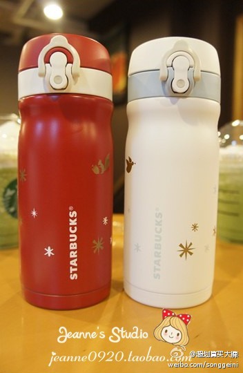 星巴克 2011 圣诞雪花保温杯~这款是保温的哦，有红色松鼠、白色小鸟2款~既可以保温，也可以保冰~超级实用！http://t.cn/SyNvg3