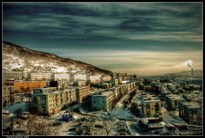 Winter at Petropavlovsk-Kamchatski | winter, Petropavlovsk-Kamchatski, houses, sky