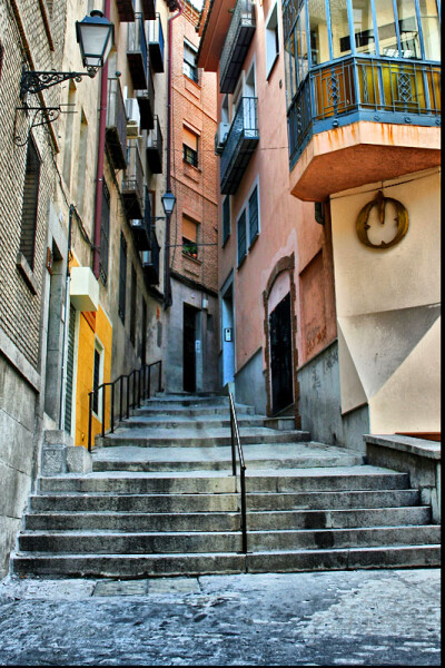 Neighborhood | houses, pavestone, Spain, street