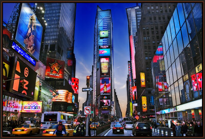 *** | evening, neon, lights, New York