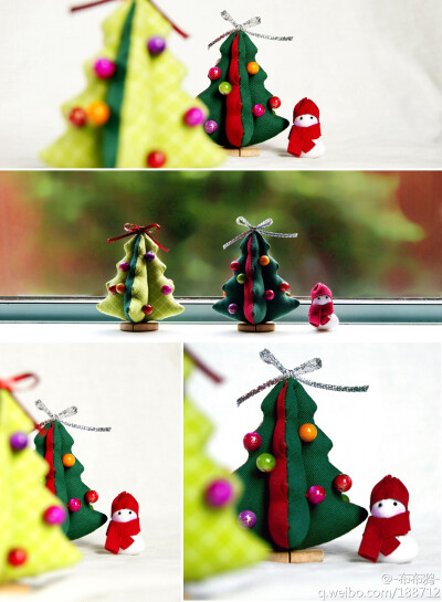 手工圣诞树！用google搜图片 “布艺 圣诞树” 有图纸和教程~~
