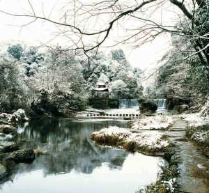 天台山雪景。