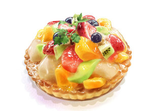 水果挞用料1 (甜派皮) 无盐黄油 125克 蛋 1个 糖粉 100克 杏仁粉 20克 低粉 250克  盐 3克  用料2 (奶油) 鲜奶油 100克  白砂糖 30克  香草粉 1克  朗姆酒 1瓶盖  做法1 (派皮) 1.软化的黄油加入过筛的糖粉打发,再加入鸡蛋搅匀 2.加入过筛的盐、杏仁粉、低筋面粉,揉成团 3.面团用保鲜膜包好,冷藏30分钟以上 4.将面团取出擀成3厘米的面片 5.放到模具中,并用叉子叉洞，5.将面片放到模具中,180度烤18分钟左右。将鲜奶油加上述材料打发，裱在挞上，以水果装饰即可。