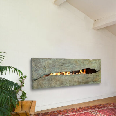 Patinaed Metal Fireplace by CF+Dhttp://customfireplacedesign.ca/