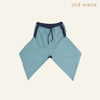 【退浪潮 old wave】拼色麻质中裤 男女款