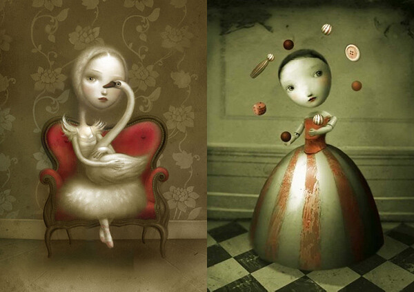 Nicoletta Ceccoli，意大利女插画师，从1995年起已绘制超过30本儿童读物的插画，2001年被评为意大利年度最佳插画师，她的作品充满幻想、魔术、奇怪的生物和有如娃娃般的人物