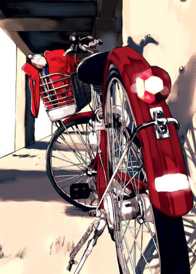 插画版自行车
