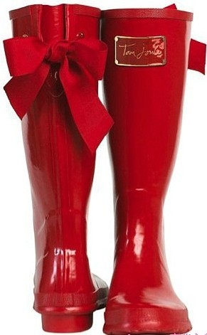 Red Rain Boots with Red Bow