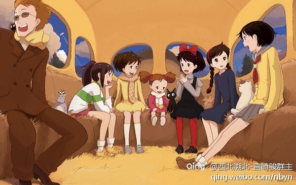 宫崎骏笔下的女主角齐聚龙猫巴士！只有善良的孩子才会看见龙猫。为什么会有大叔乱入？[呵呵]