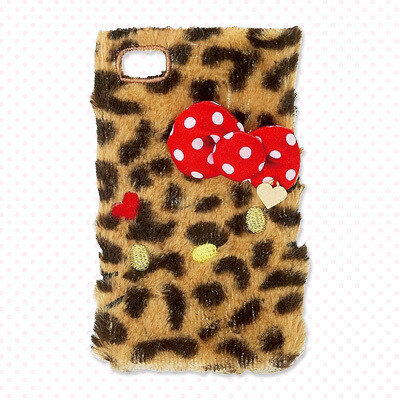 HELLO KITTY iphone4/4s豹纹毛绒保护壳