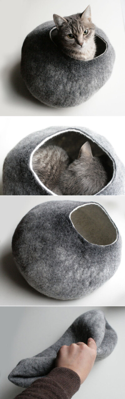 立陶宛设计师Vaiva Nat用羊毛毡给猫咪设计的小窝。 via: http://t.cn/SxKanh
