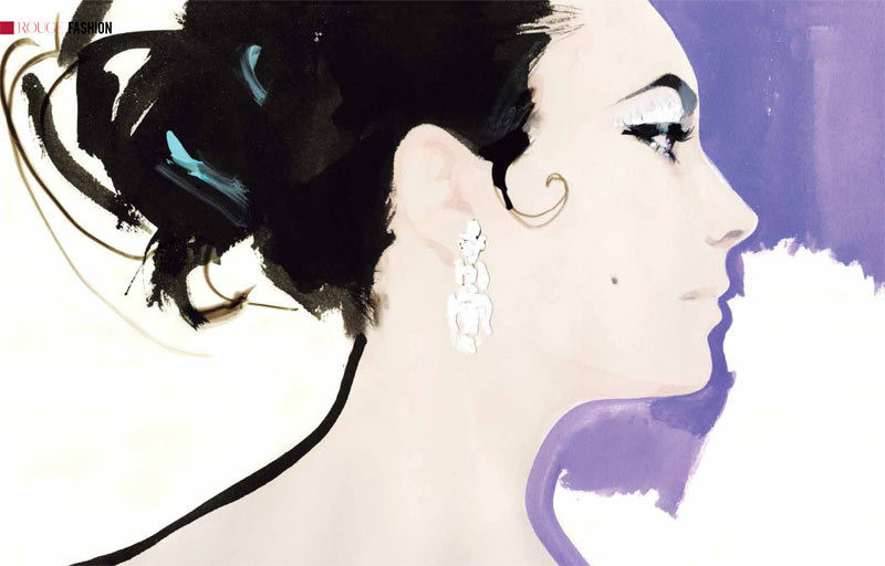 时尚插画大师 David Downton 作品——《ROUGE如丝》2011冬季刊