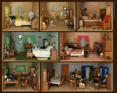 1902年的doll house，全手工，精致到一杯一碟，这是好的传家宝贝