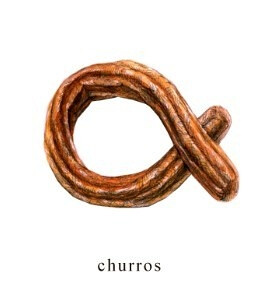 churros 西班牙油条 其中包括南瓜口味的炸西班牙油条(Churros)与冰激凌、南瓜米奇造型的爆王米花筒、以幽灵及蝙蝠为设计主题的餐点。