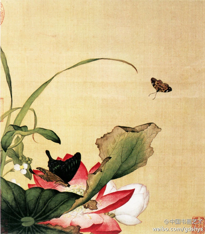文革時代 字画 書画 絵巻 郎世寧 花鳥作品 北京文物指揮部作品封箱 郎世宁花鸟作品赏析（二） - 书画动态- 中华榜书网