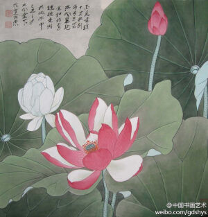 张大千 工笔荷花 欣赏 --- “不见峰头十丈红，别与芳思写江风。翠翘金钿明鸾镜，疑是湘妃出水中”。中国的工笔画历史悠久，从战国到两宋，工笔画的创作从幼稚走向了成熟。工笔画使用“尽其精微”的手段，通过“取神得形，以线立形，以形达意”获取神态与形体的完美统一。