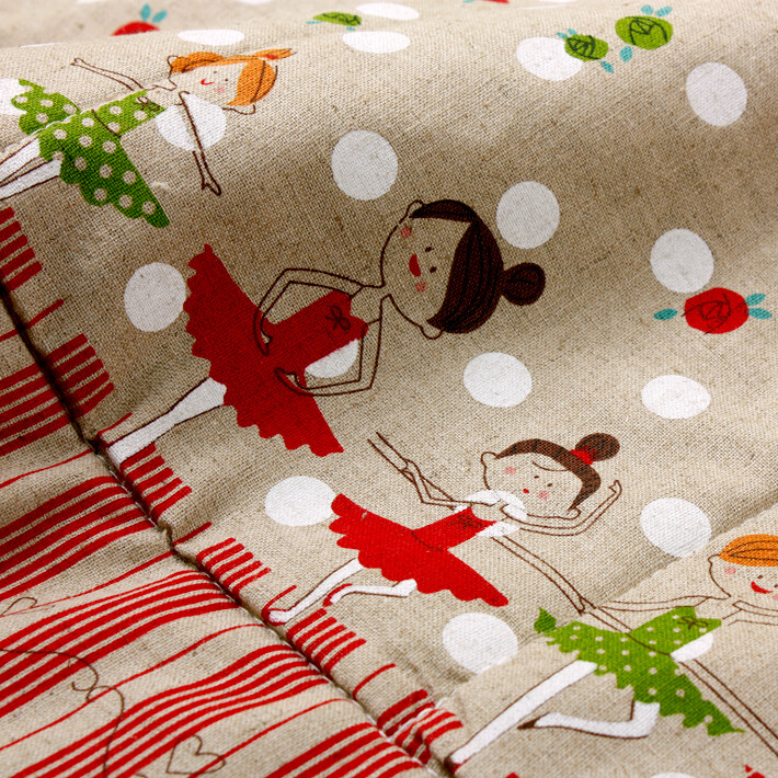 芭蕾女孩棉麻地垫 2色