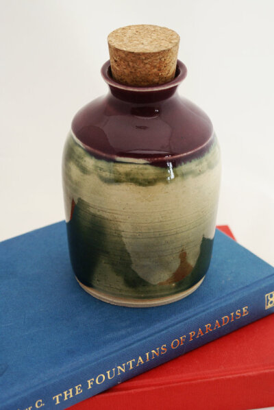 Pottery oil and vinegar bottle with natural