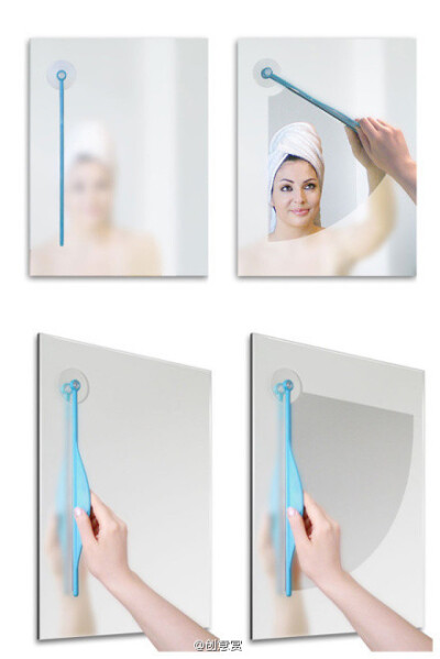 设计师Dewa Bleisinger设计了一款浴室里镜子上的“雨刮器”，这个很实用。
