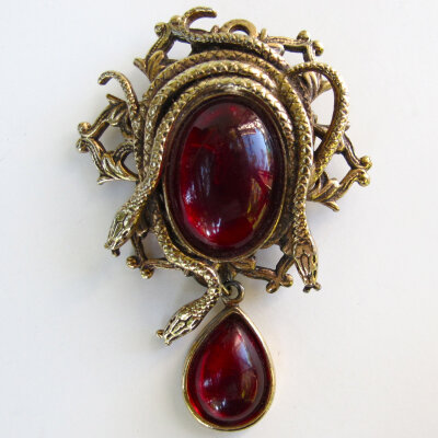 Vintage Snake Brooch with forbidden fruit optional pendant