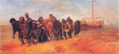 伏尔加河上的纤夫。