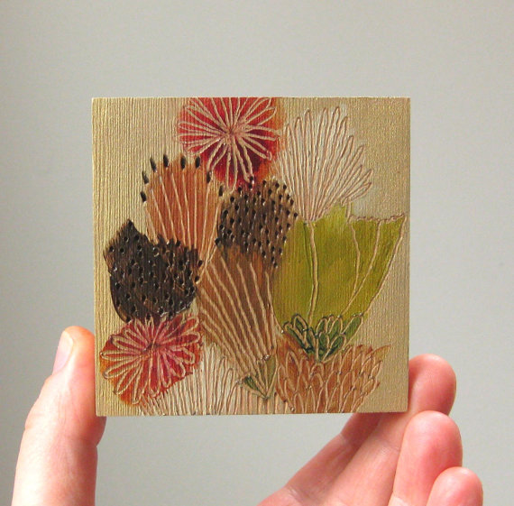 november flora 3 / original painting on reclaimed wood