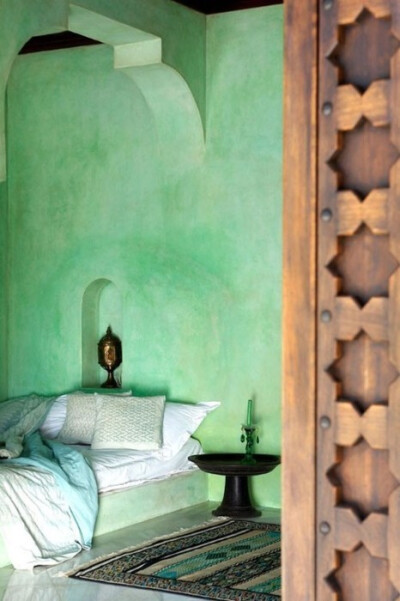 Green Moroccan bedroom