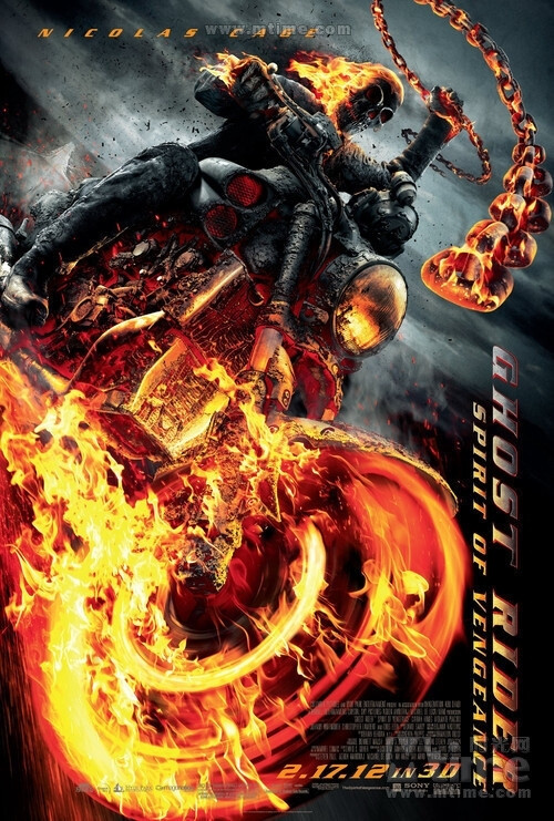 《灵魂战车2》Ghost Rider: Spirit of Vengeance。2007年，尼古拉斯·凯奇主演的《灵魂战车》在票房和口碑上都不尽如人意，而随着近年来超级英雄系列电影的持续升温，同样出自漫威漫画的《灵魂战车》自然也要抓住机遇继续放手一搏。