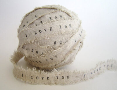 Handmade I Love You linen fabric Ribbon