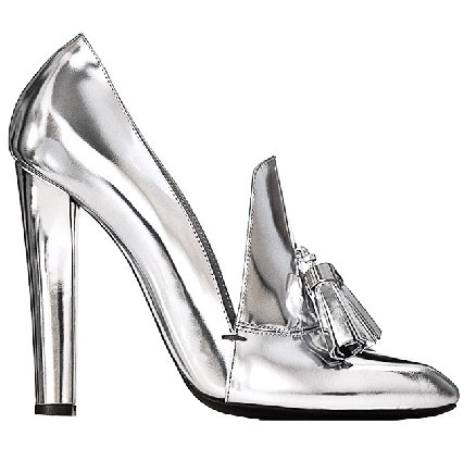 Alexander McQueen-银色镜面流苏高跟鞋
