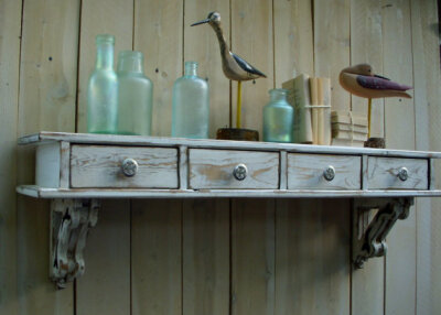 Shabby Chic Wall Shelf Drawers