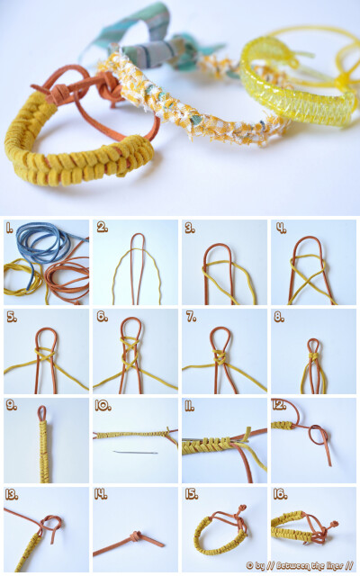 By Between the Lines-题目：Easy braided bracelets准备几根小皮绳儿，编手链。