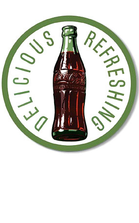 Reproduction 1960's Coca-Cola Bottle Advertising Tin Sign