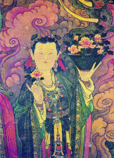 法海寺壁画，托花天女，帝释天侍女之一