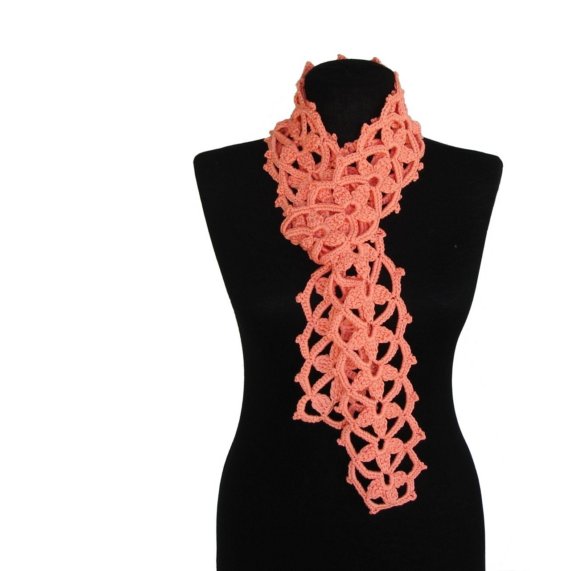 Organic cotton scarf Emberglow coral