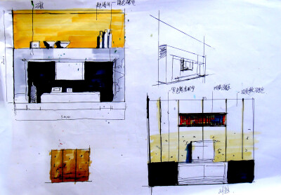 电视墙设计手绘