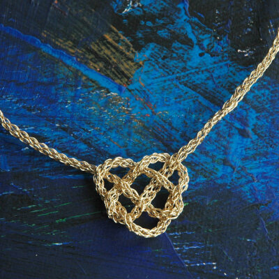 Gold necklace CELTIC heart knot gold chain