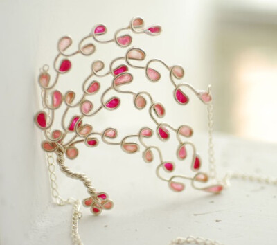 Sterling Silver Cherry Blossom Tree Necklace