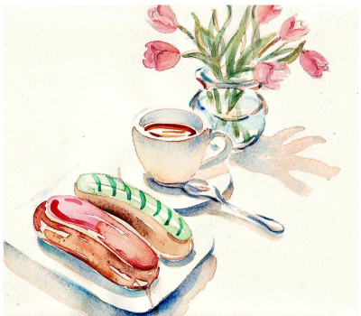 2012我要好好的画画，绘出最美味的 Paris breakfast，让甜蜜融化在美好的生活中