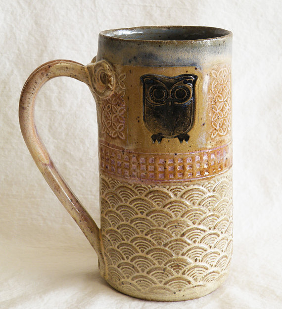 ceramic owl mug 20oz stoneware