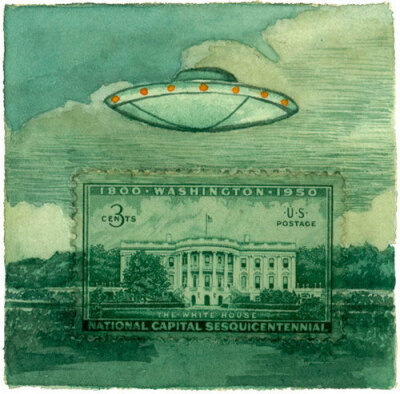 每张“邮票画”的创作过程，都是从真实的小邮票开始的。把邮票贴在白纸上作为画面主题，用水彩和水粉来绘制扩大的场景。