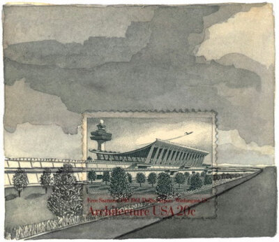 每张“邮票画”的创作过程，都是从真实的小邮票开始的。把邮票贴在白纸上作为画面主题，用水彩和水粉来绘制扩大的场景。