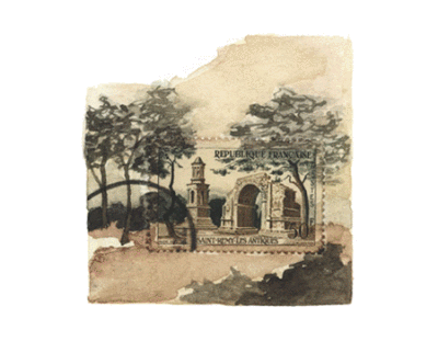 每张“邮票画”的创作过程，都是从真实的小邮票开始的。把邮票贴在白纸上作为画面主题，用水彩和水粉来绘制扩大的场景。