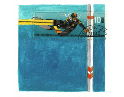 每张“邮票画”的创作过程，都是从真实的小邮票开始的。把邮票贴在白纸上作为画面主题，用水彩和水粉来绘制扩大的场景。