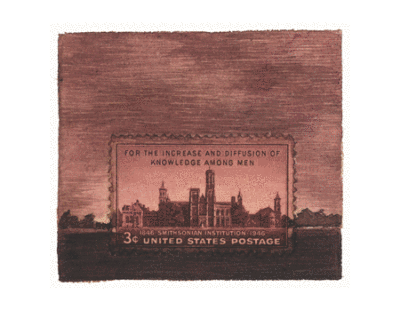 每张“邮票画”的创作过程，都是从真实的小邮票开始的。把邮票贴在白纸上作为画面主题，用水彩和水粉来绘制扩大的场景。