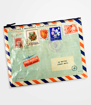 美国代购 环保材料 Vintage Airmail 航空邮件型收纳包