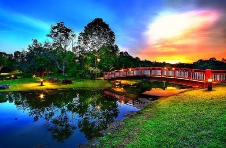 Red Bridge at Sunset.