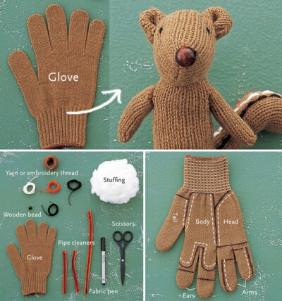 废旧手套可以做小熊